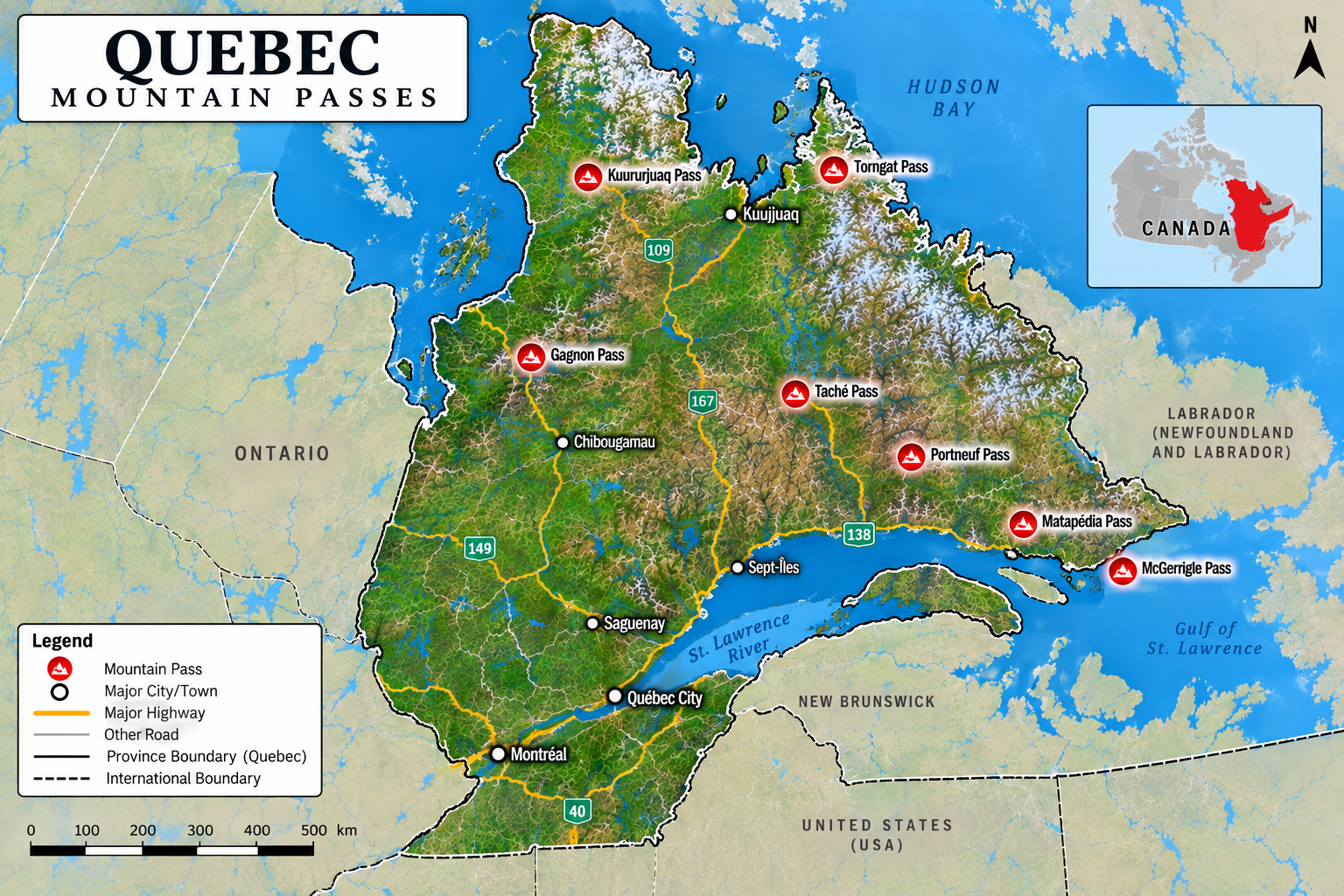 Quebec (Laurentians & Gaspésie) Map